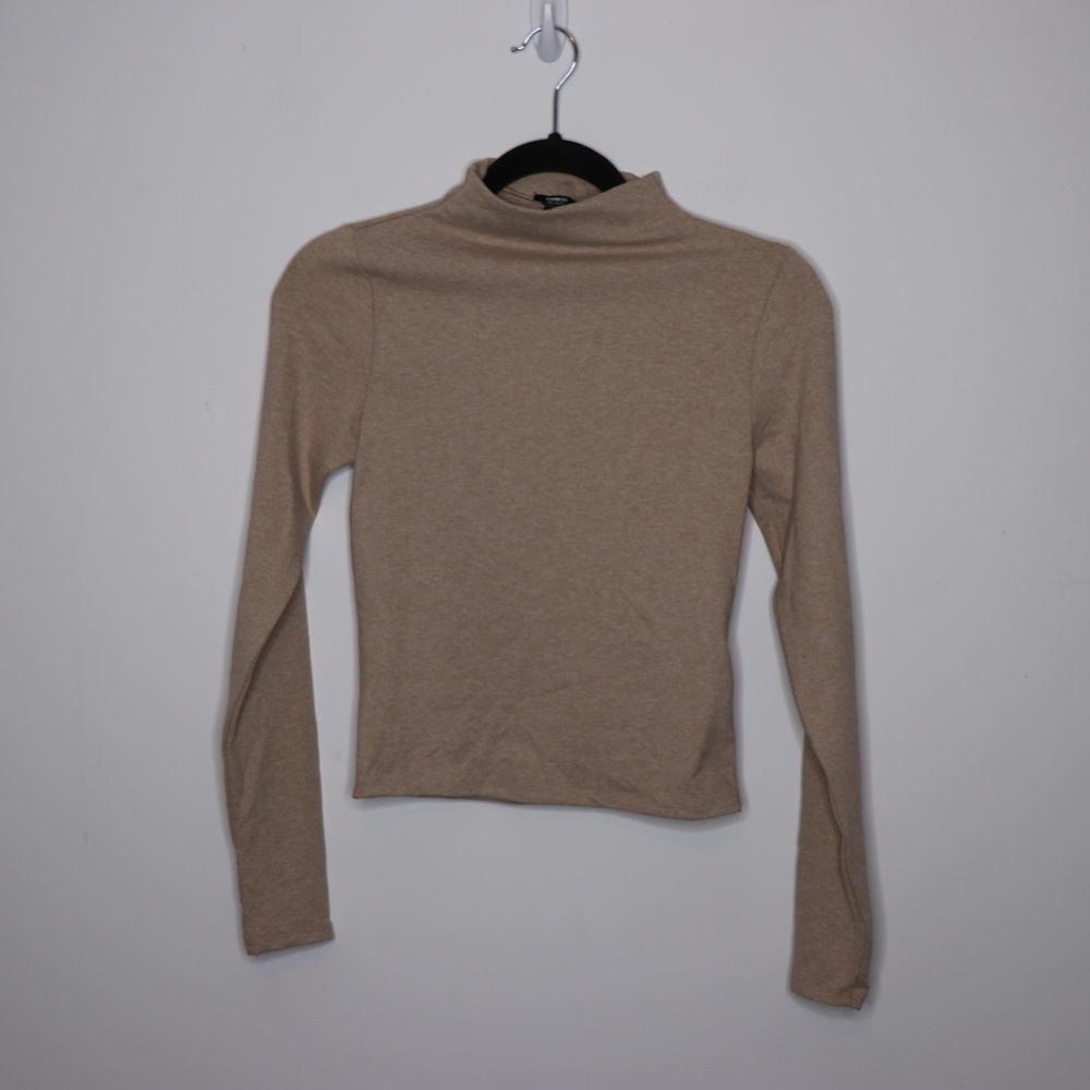 Express Tan Body Contour Mock Neck Top Size XS